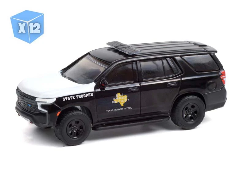 12 PACK 2021 Chevrolet Tahoe Police Pursuit Vehicle Texas Highway Patrol Diecast 1:64 Scale Model - Greenlight 30235