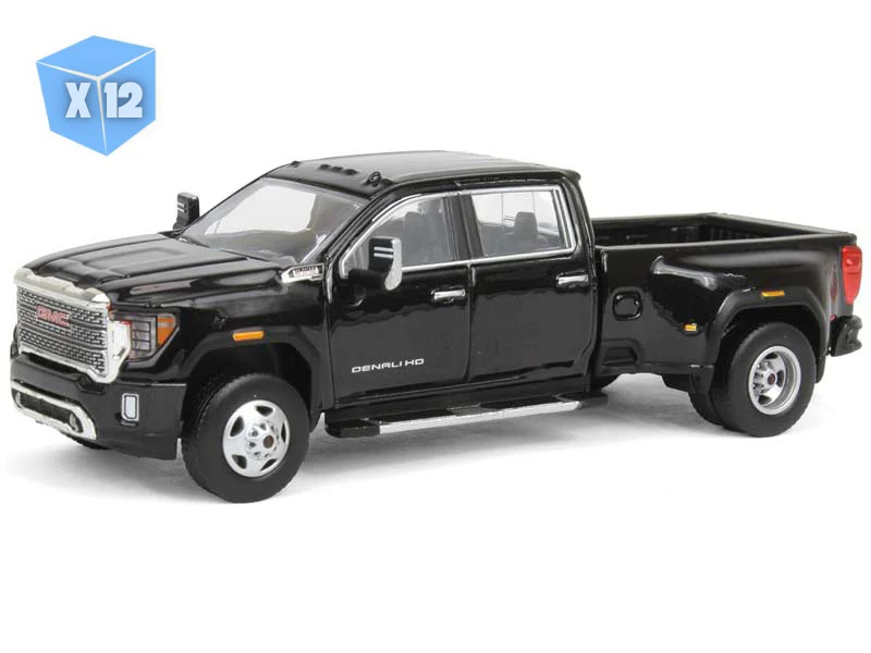 12 PACK 2022 GMC Sierra 3500 Denali Dually - EBONY TWILIGHT METALLIC (2nd Edition) Diecast 1:64 Scale Model - Karson Diecast Co. 51678A