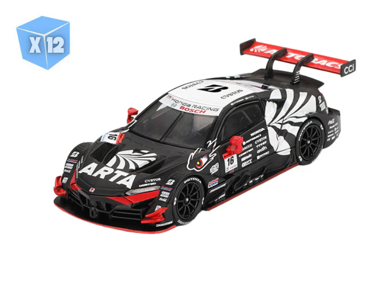 12 PACK Japan Exclusive Honda NSX-GT Type S GT500 #16 - ARTA MUGEN NSX-GT 2023 SUPER GT Series (Mini GT) Diecast 1:64 Scale Model - TSM MGT00787