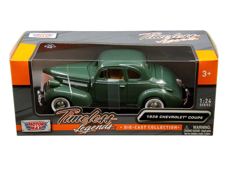 1939 Chevrolet Coupe – Green (Timeless Legends) Diecast 1:24 Scale Model - Motormax 73247GRN - Image 2