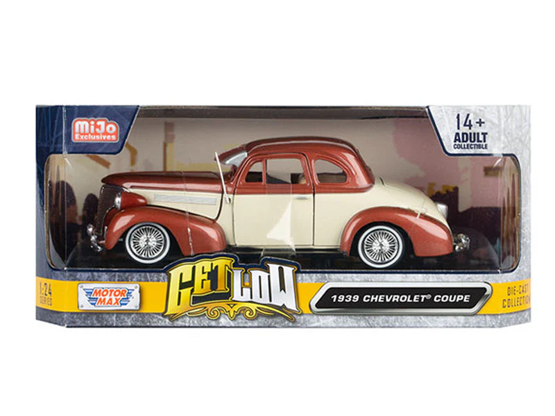 1939 Chevrolet Coupe Lowrider - Two Tone Beige (Get Low) Diecast 1:24 Scale Model - Motormax 79028BG - Image 2