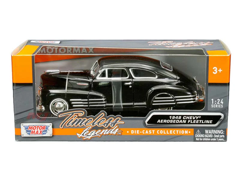 1948 Chevrolet Aerosedan Fleetline Black Diecast 1:24 Scale Model - Motormax 73266BK - Image 2
