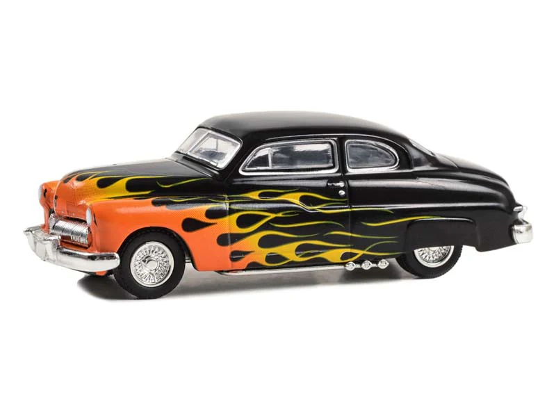 1949 Mercury Eight 2-Door Coupe - Black w/ Flames Diecast 1:64 Scale Model - Greenlight 30435