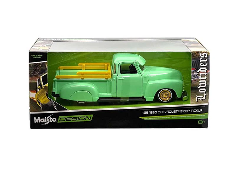 1950 Chevrolet 3100 Pickup Truck Lowrider – Light Green (Design Lowriders) Diecast 1:24 Scale Model - Maisto 32545GRN - Image 2