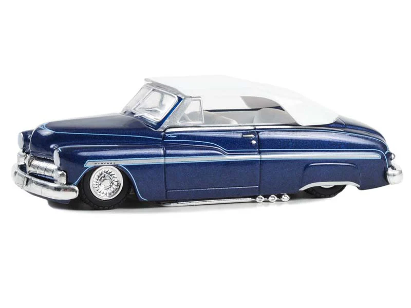 1950 Mercury Eight Chopped Top Convertible - Dark Blue Metallic (California Lowriders) Series 4 Diecast 1:64 Scale Model - Greenlight 63050B