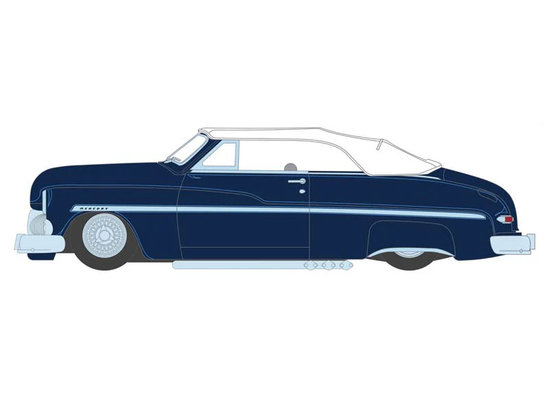 1950 Mercury Eight Chopped Top Convertible - Dark Blue Metallic (California Lowriders) Series 4 Diecast 1:64 Scale Model - Greenlight 63050B - Image 2