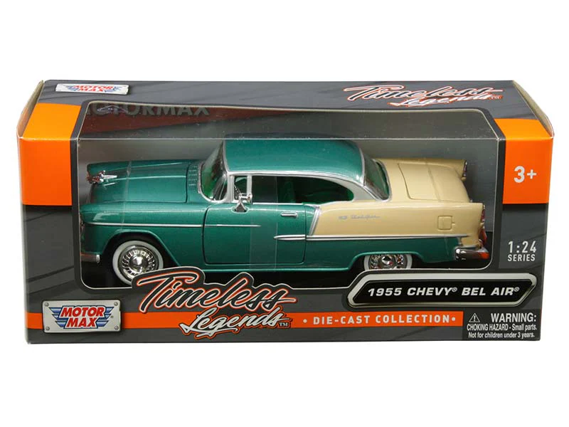 1955 Chevrolet Bel Air Green (Timeless Legends) Diecast 1:24 Scale Model Car - Motormax 73229GRN - Image 2