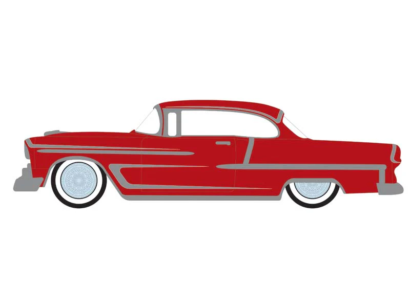 1955 Chevrolet Bel Air – Red and Silver (California Lowriders Series 5) Diecast 1:64 Scale Model - Greenlight 63060B - Image 2