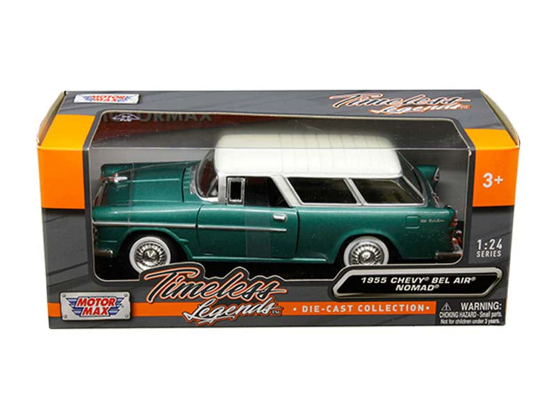 1955 Chevrolet Nomad - Green (Timeless Legends) Diecast 1:24 Scale Model - Motormax 73248GRN - Image 2