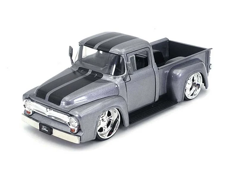 1956 Ford F-100 Custom Grey w/ Black Stripes - MJ Exclusive (Just Trucks) Diecast 1:24 Scale Model - Jada 34308