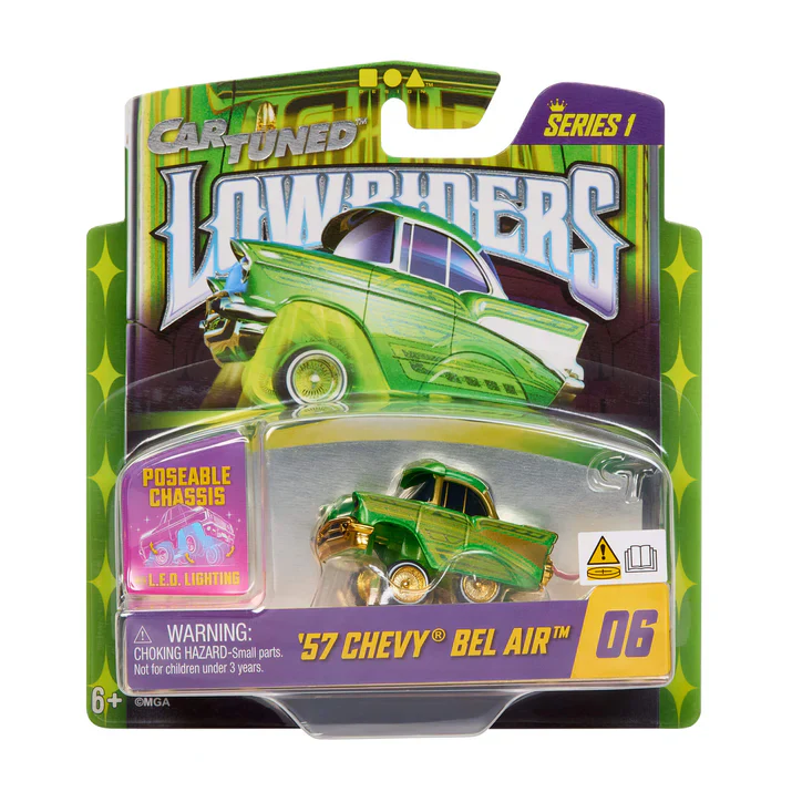 1957 Chevrolet Bel Air Green (Lowrider Show Glow Series 1) Diecast Scale Model - CarTuned 597346-6 - Image 2