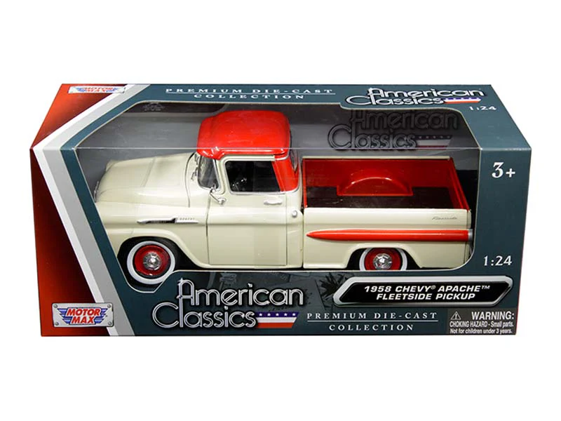 1958 Chevrolet Apache Fleetside Pickup - Two Tone (Timeless Legends) Diecast 1:24 Model Truck - Motormax 79311CRMRD - Image 2