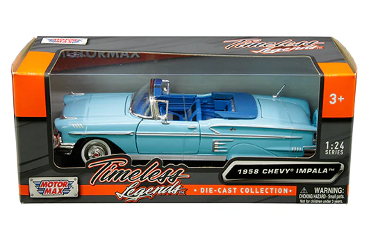 1958 Chevrolet Impala Convertible – Light Blue (Timeless Legends) Diecast 1:24 Scale Model - Motormax 73267LTBL - Image 2