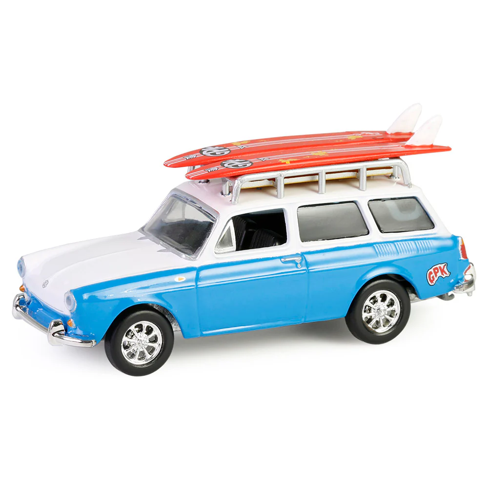 1961 Volkswagen Type 3 Squareback w/ Roof Rack and Surfboards - Waxed Zack (Garbage Pail Kids Series 7) Diecast 1:64 Scale Model - Greenlight 54110B - Image 2