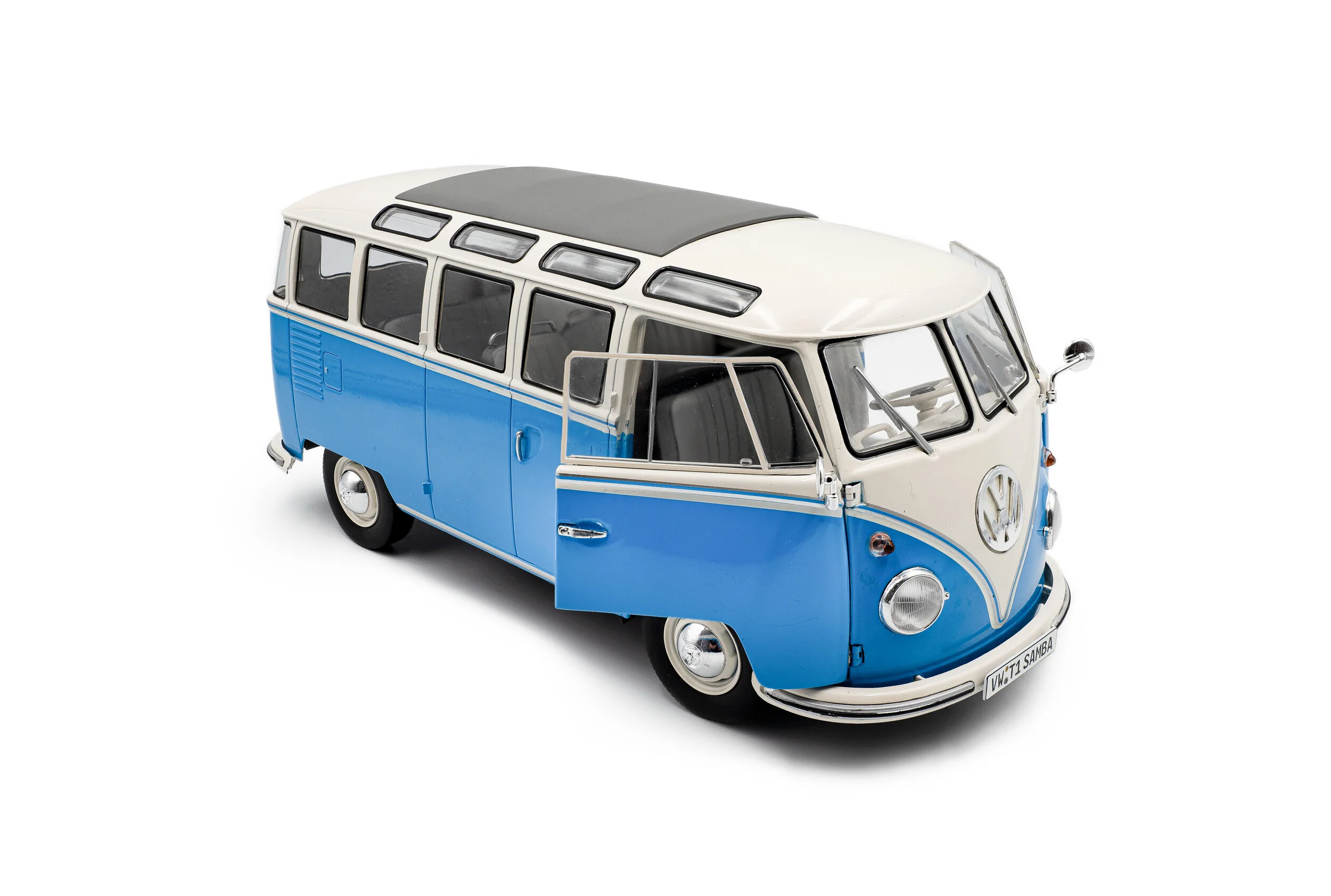 1962 Volkswagen T1 Samba – Blue / White Diecast 1:18 Scale Model - Solido S1813401 - Image 2