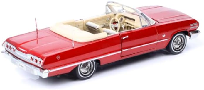 1963 Chevrolet Impala Convertible – Red w/ Beige Interior Diecast 1:24 Scale Model - Welly 22434MRD - Image 2