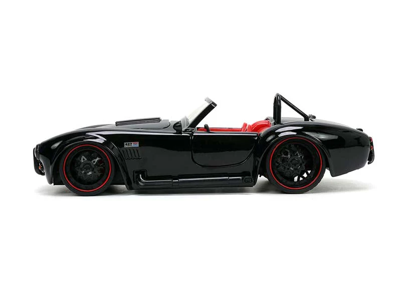 1965 Shelby Cobra 427 S/C - Black w/ Matte Black and Red Stripes and Red Interior (Bigtime Muscle) Diecast 1:24 Scale Model - Jada 32704 - Image 2