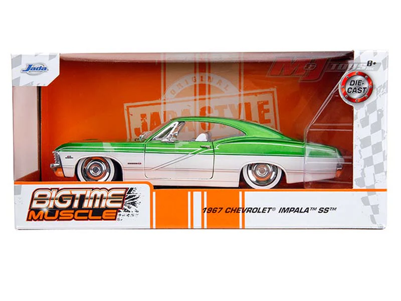 1967 Chevrolet Impala SS – Candy Green and White (Bigtime Muscle) Diecast 1:24 Scale Model - Jada 35025 - Image 2