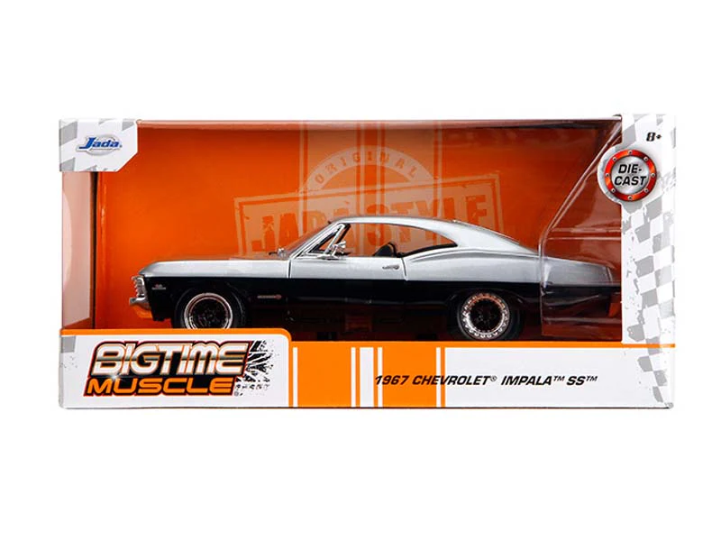 1967 Chevrolet Impala SS – Silver and Black Two Tone (Bigtime Muscle) Diecast 1:24 Scale Model - Jada 35217 - Image 2