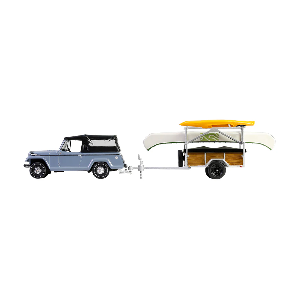 1968 Jeep Jeepster Commando SC-1 w/ Trailer, Rack, Canoe and Kayak (Hitch & Tow Series 32) Diecast 1:64 Scale Model - Greenlight 32320B - Image 2