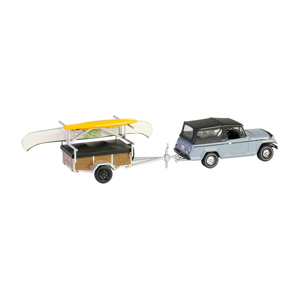 1968 Jeep Jeepster Commando SC-1 w/ Trailer, Rack, Canoe and Kayak (Hitch & Tow Series 32) Diecast 1:64 Scale Model - Greenlight 32320B - Image 4