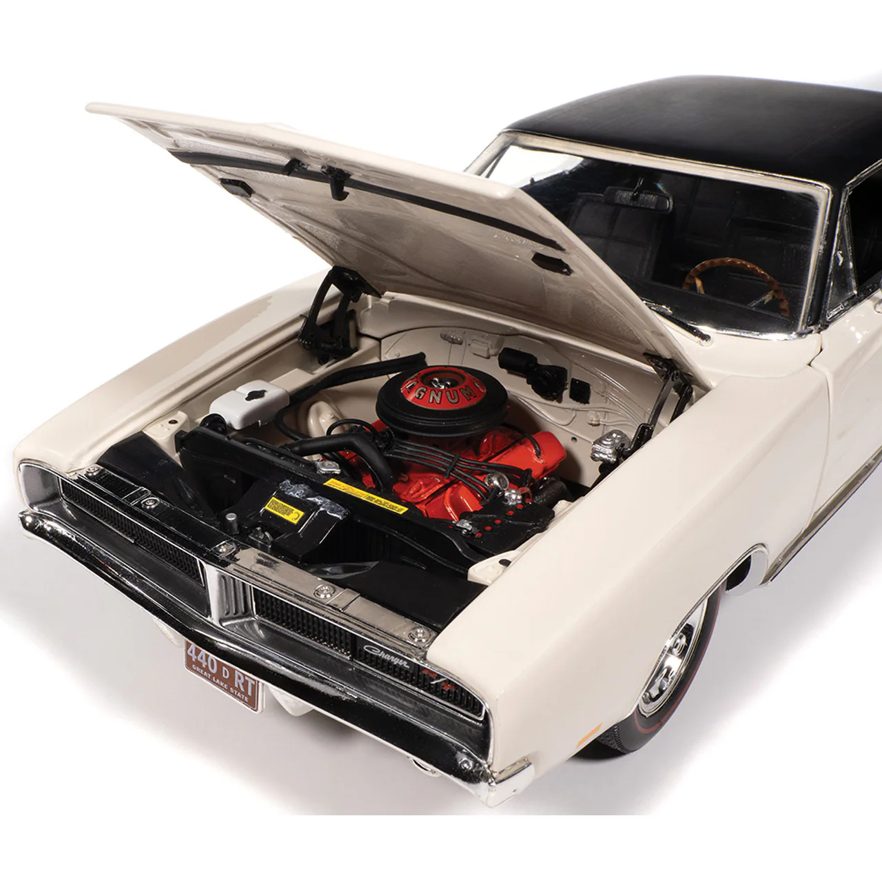 1969 Dodge Charger R/T - W1 White Diecast 1:18 Scale Model - Auto World AMM1352 - Image 8