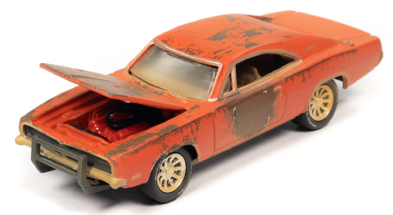 1969 Dodge Charger - Weathered Orange w/ Faded Graphics Diecast 1:64 Scale Model - Johnny Lightning JLSP192 - Image 2
