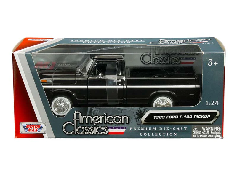 1969 Ford F-100 Pickup Truck Black (American Classics) Diecast 1:24 Scale Model - Motormax 79315BK - Image 2