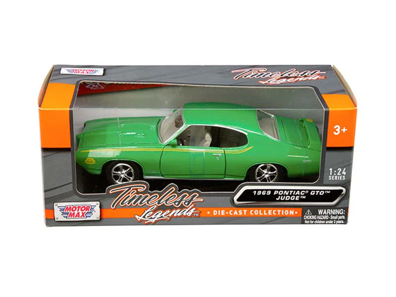 1969 Pontiac GTO Judge - Green w/ Stripes (Timeless Legends) Diecast 1:24 Scale Model - Motormax 73242GRN - Image 2