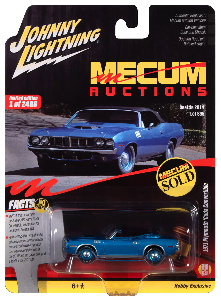 1971 Plymouth Cuda Convertible (Mecum Auctions) Diecast 1:64 Scale Model - Johnny Lightning JLSP375 - Image 2