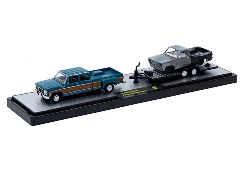 1973 GMC Sierra 3500 & 1973 Chevrolet Cheyenne Super 10 Diecast 1:64 Scale Model - M2 Machines 36000-92