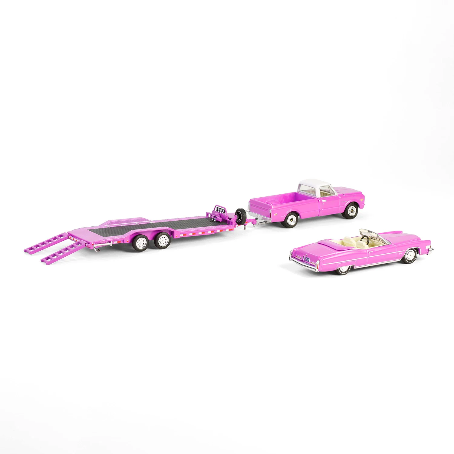 1974 Cadillac Eldorado Convertible w/ 1972 Chevrolet C30 & Car Hauler (Hollywood Hitch & Tow Series 13) Diecast 1:64 Scale Model - Greenlight 31180C - Image 3