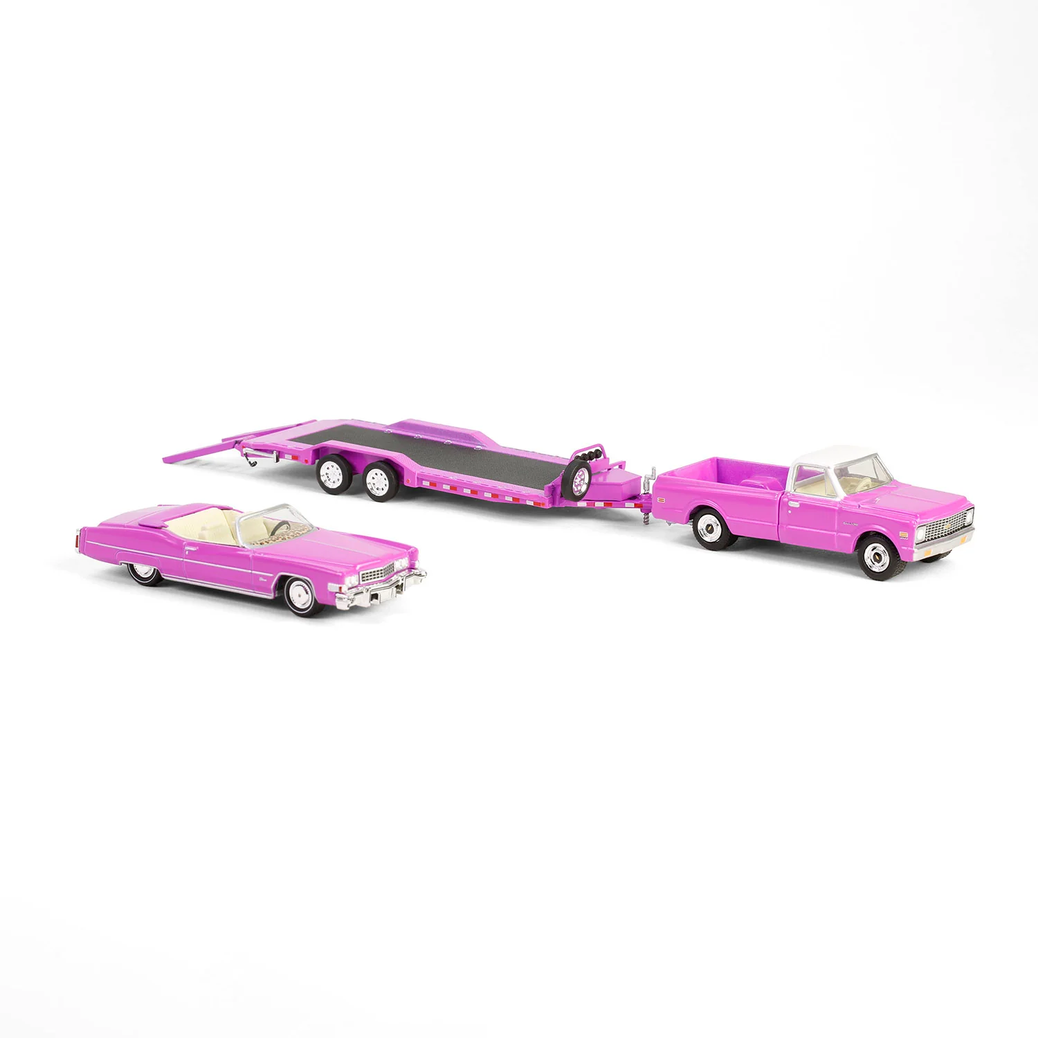 1974 Cadillac Eldorado Convertible w/ 1972 Chevrolet C30 & Car Hauler (Hollywood Hitch & Tow Series 13) Diecast 1:64 Scale Model - Greenlight 31180C - Image 4