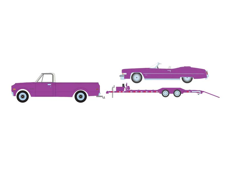 1974 Cadillac Eldorado Convertible w/ 1972 Chevrolet C30 & Car Hauler (Hollywood Hitch & Tow Series 13) Diecast 1:64 Scale Model - Greenlight 31180C - Image 9