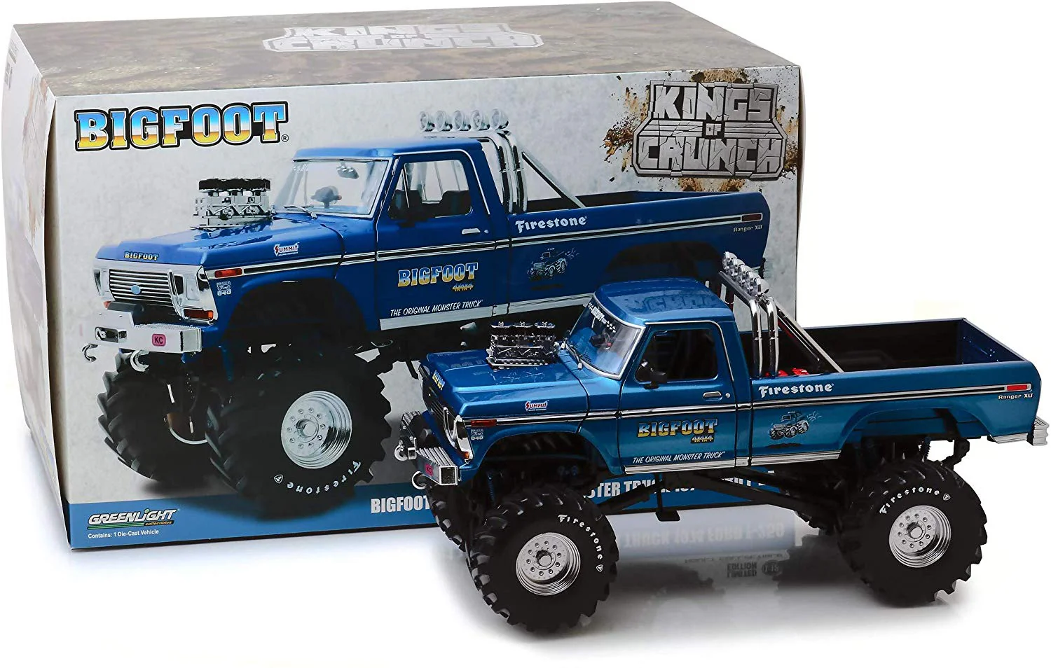 1974 Ford F-250 Bigfoot #1 The Original Monster Truck w/ 48-Inch Tires (Kings of Crunch) Diecast 1:18 Scale Model - Greenlight 13537 - Image 7