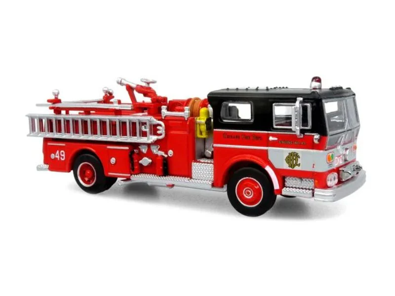 1974 Ward LaFrance Fire Engine: Chicago Fire Department Engine 49 Diecast 1:87 HO Scale Model - Iconic Replicas 87-0648