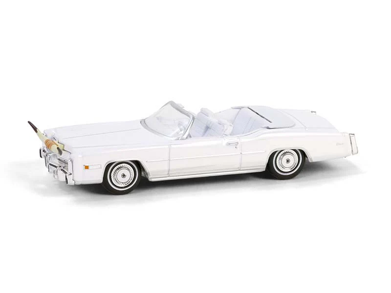 1976 Cadillac Eldorado Convertible – White w/ Bull Horns Hood Ornament Diecast 1:64 Scale Model - Greenlight 30523
