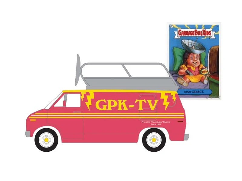 1976 Dodge B-100 w/ Roof Mounted Satellite Dish - Dish Grace (Garbage Pail Kids Series 7) Diecast 1:64 Scale Model - Greenlight 54110D - Image 8