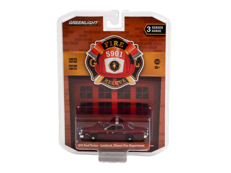 1976 Ford Torino - Lombard Fire Department Illinois (Fire & Rescue) Series 3 Diecast 1:64 Scale Model Car - Greenlight 67030A - Image 2