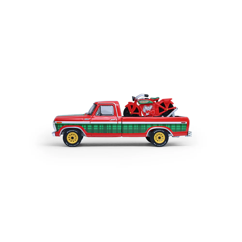 1978 Ford F-250 w/ Vintage Motorcycle (Christmas 2025 Edition) Diecast 1:64 Scale Model - Greenlight 30564E - Image 8