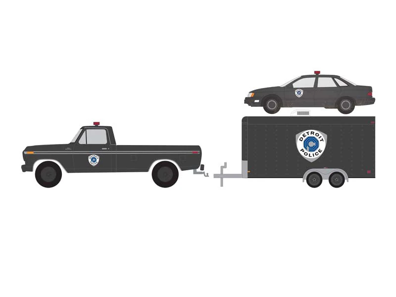 1979 Ford F-150 w/ 1986 Ford Taurus Detroit Police & Car Hauler RoboCop 2 (Hollywood Hitch & Tow) Series 11 Diecast 1:64 Model - Greenlight 31150A - Image 3