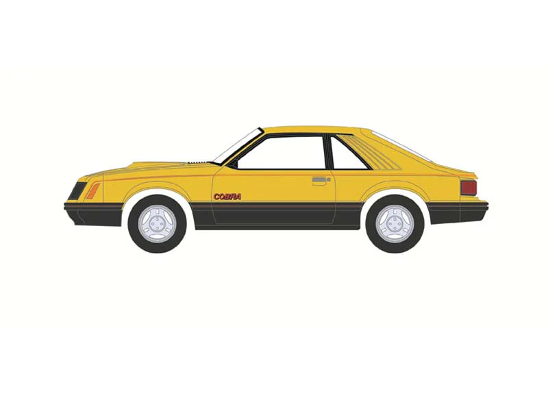 1979 Ford Mustang Cobra Fastback - Bright Yellow w/ Cobra Hood Graphics (GL Muscle Series 30) Diecast 1:64 Scale Model - Greenlight 13370C - Image 2