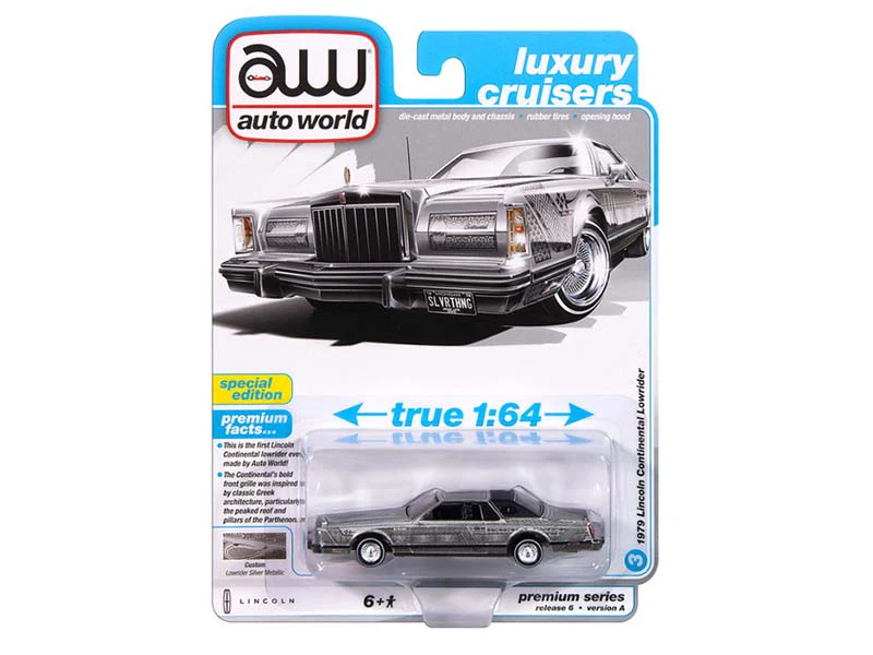 1979 Lincoln Continental Lowriders – Silver – Special Edition (Luxury Cruisers) Diecast 1:64 Scale Model - Auto World AWSP175A - Image 2