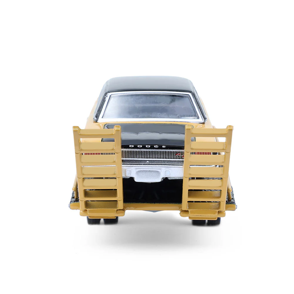 1985 Dodge Ram D350 Ramp Truck w/ 1965 Dodge Coronet Hotton Speed Shop (H.D. Trucks Series 26) Diecast 1:64 Scale Model - Greenlight 33260A - Image 10