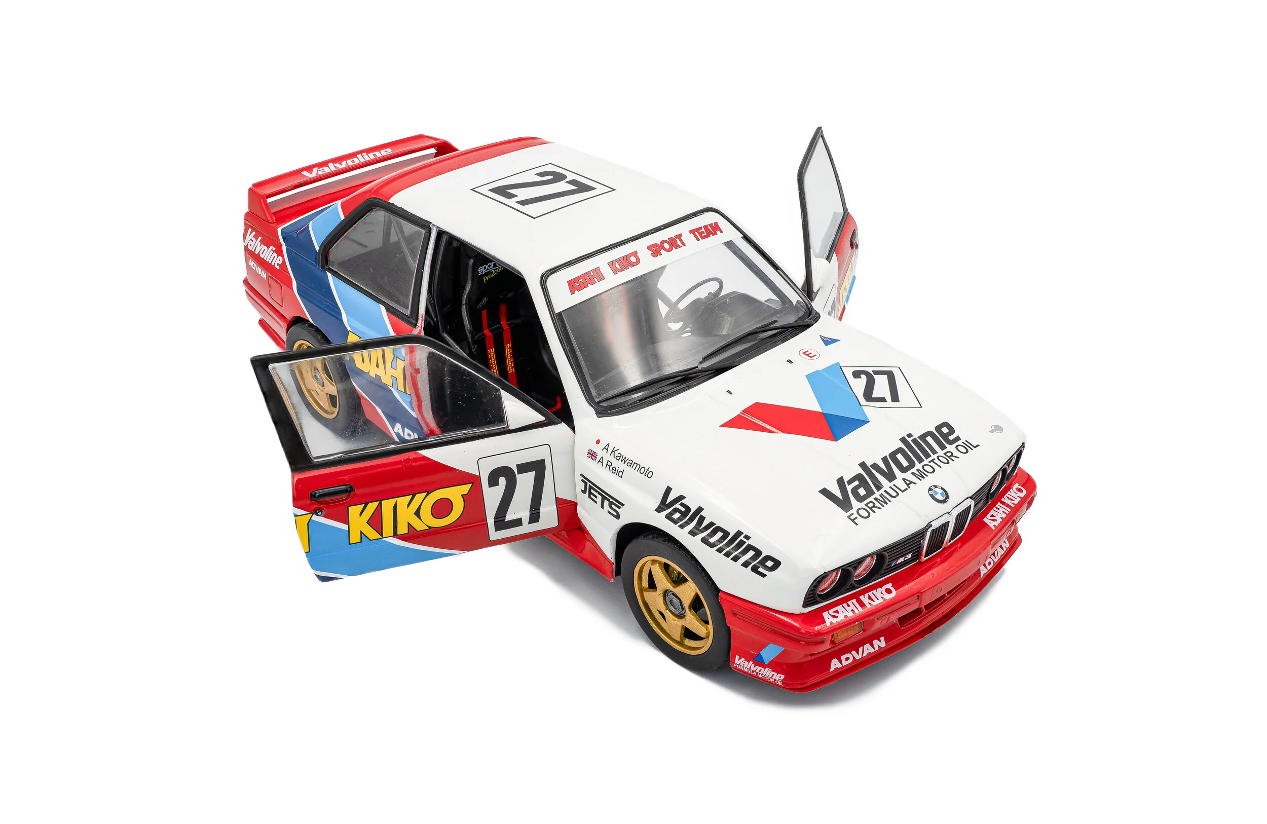 1986 BMW M3 #27 Kawamoto / Reid JTCC White Diecast 1:18 Scale Model - Solido S1801529 - Image 2