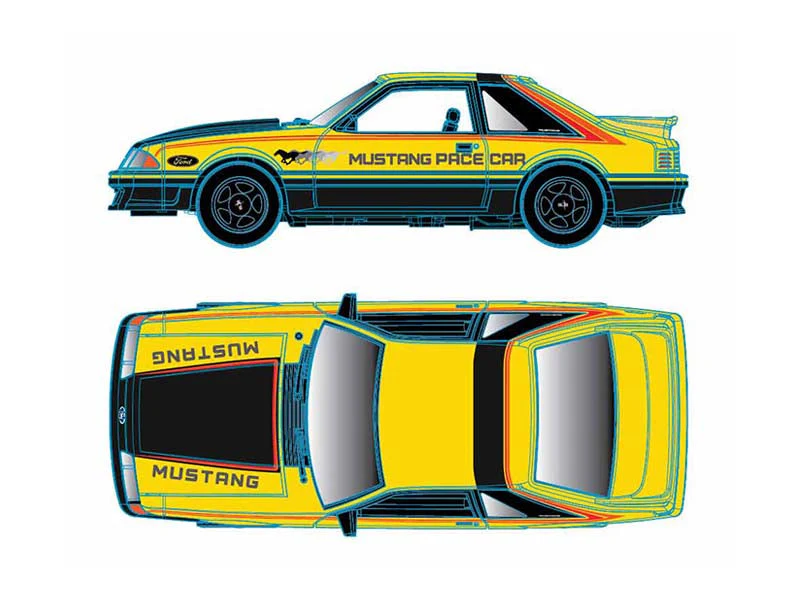 1987 Ford Mustang GT Custom Pace Car (Auto-Thentics) Diecast 1:64 Scale Model - M2 Machines 31500-HS31 - Image 3