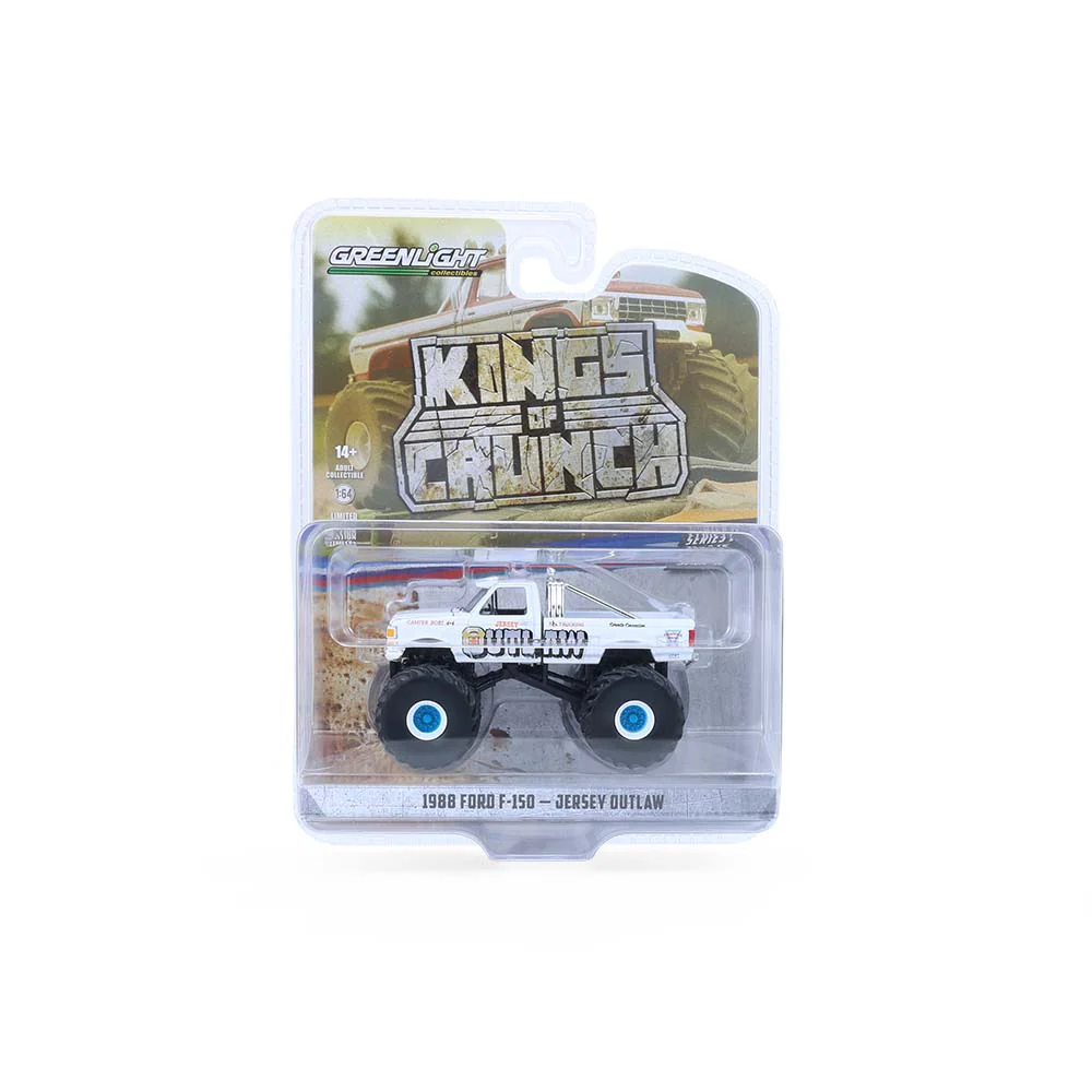 1988 Ford F-150 Jersey Outlaw Monster Truck (Kings of Crunch Series 16) Diecast 1:64 Scale Model - Greenlight 49160C - Image 8