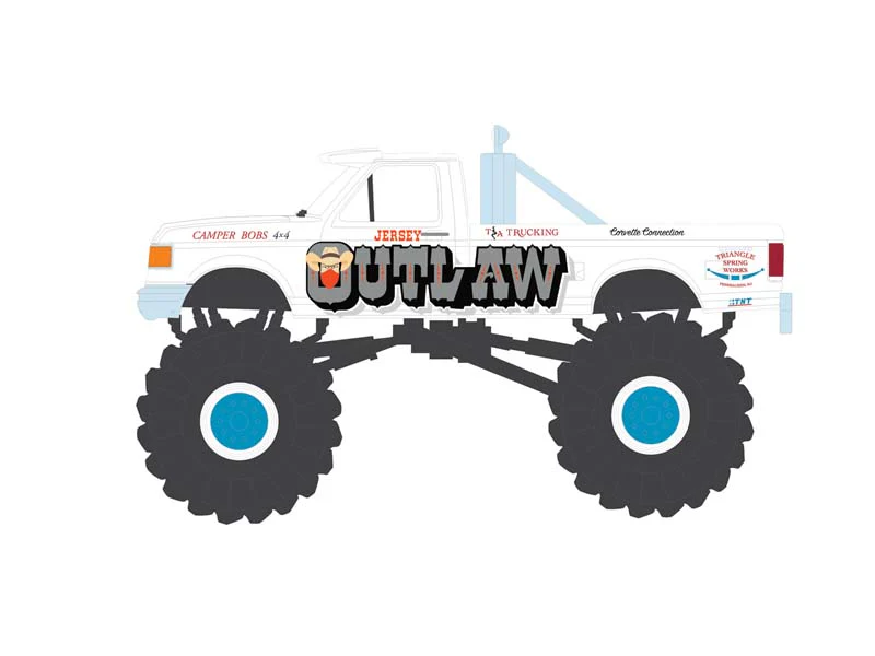 1988 Ford F-150 Jersey Outlaw Monster Truck (Kings of Crunch Series 16) Diecast 1:64 Scale Model - Greenlight 49160C - Image 9