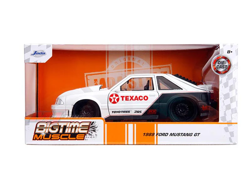 1989 Ford Mustang GT – Texaco – White/Matte Black (Bigtime Muscle) Diecast 1:24 Scale Model - Jada 35032 - Image 2