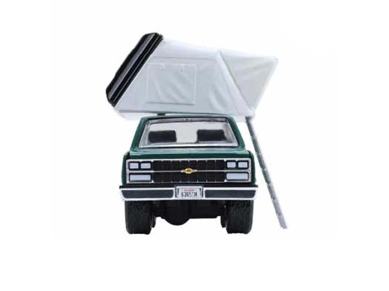 1990 Chevrolet Suburban - Green w/ Modern Rooftop Camper (The Great Outdoors Series 4) Diecast 1:64 Scale Model - Greenlight 38080E - Image 3